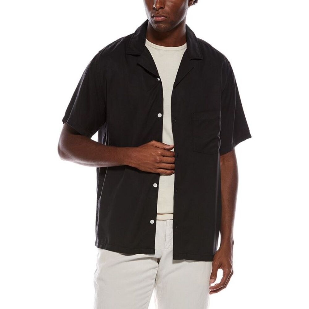 Slate & Stone Mens  Washed Camp Collar Shirt, Black